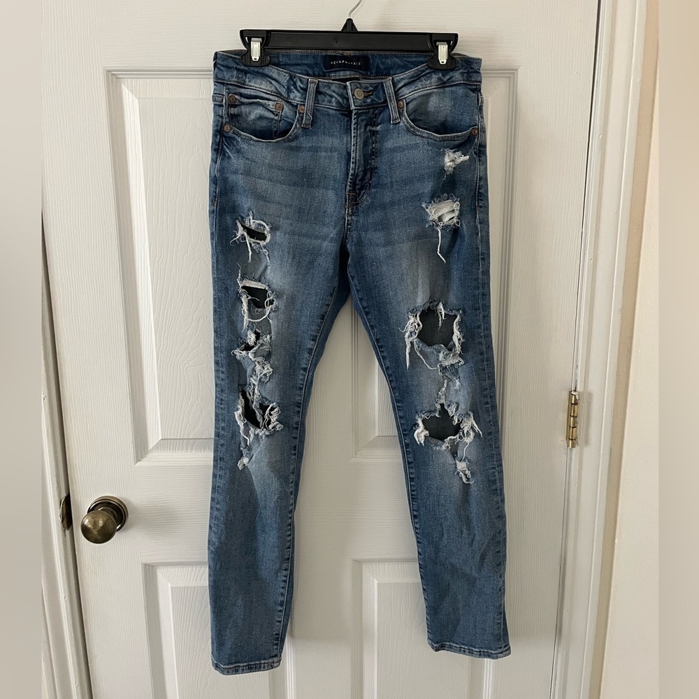 Aeropostale Ripped Blue Skinny Jeans